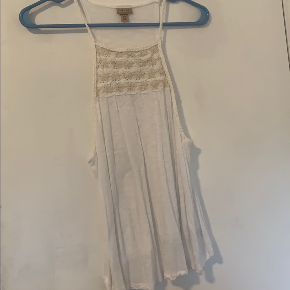 White with cream embellishments tank top